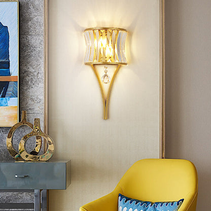 Vivolux | 1 Glühbirne Klare Kristall Wandleuchte Rustikale Gewellte Schlafzimmer Wandmontierte Beleuchtung mit Metallrahmen