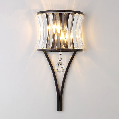 Vivolux | 1 Glühbirne Klare Kristall Wandleuchte Rustikale Gewellte Schlafzimmer Wandmontierte Beleuchtung mit Metallrahmen