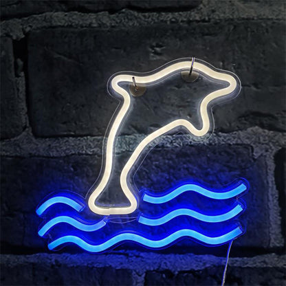 Vivolux | Cartoon Dolphin Nachtlamp Kunststoff Kinder Schlafzimmer Wand Nachtbeleuchtung in Weiß
