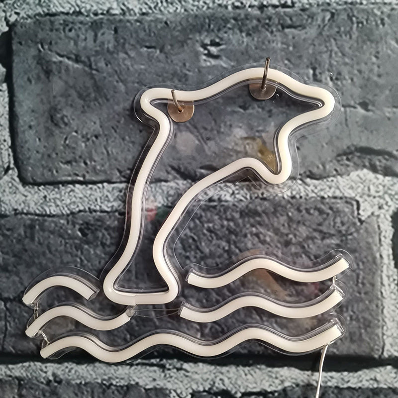 Vivolux | Cartoon Dolphin Nachtlamp Kunststoff Kinder Schlafzimmer Wand Nachtbeleuchtung in Weiß