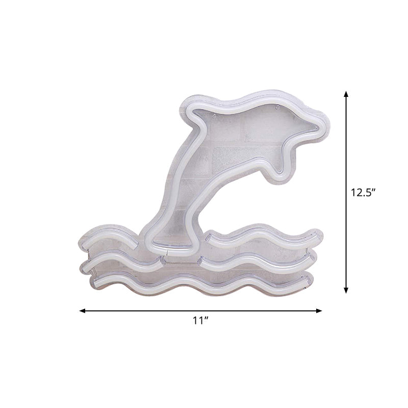 Vivolux | Cartoon Dolphin Nachtlamp Kunststoff Kinder Schlafzimmer Wand Nachtbeleuchtung in Weiß