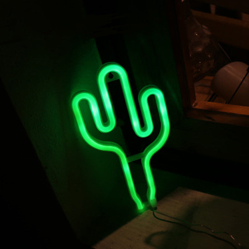 Vivolux | Plastik-Kaktus-Mini-Nachtlampe kreative USB-betriebene LED weiße Wandnachtbeleuchtung