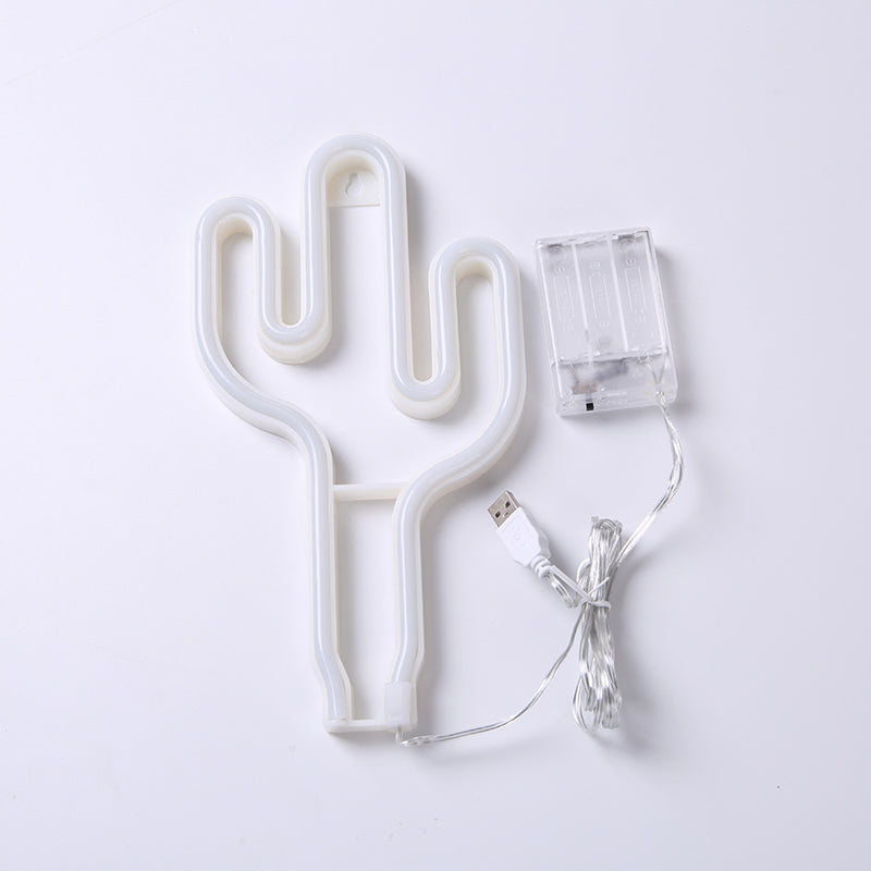 Vivolux | Plastik-Kaktus-Mini-Nachtlampe kreative USB-betriebene LED weiße Wandnachtbeleuchtung