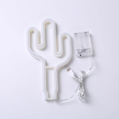 Vivolux | Plastik-Kaktus-Mini-Nachtlampe kreative USB-betriebene LED weiße Wandnachtbeleuchtung