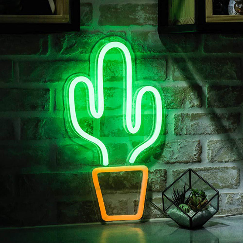 Vivolux | weiße Töpfe kaktusförmige Nachttischlampe Kinderstil LED Kunststoff Wand Nachtbeleuchtung