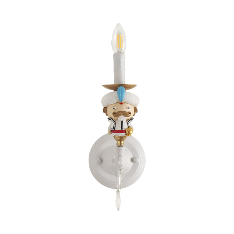 Vivolux | Wandlampe Kaars mit Cartoonfiguren und Kristall Deco Harz 1 Licht Moderne Wandlampe in Weiß für Kinderzimmer