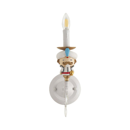 Vivolux | Wandlampe Kaars mit Cartoonfiguren und Kristall Deco Harz 1 Licht Moderne Wandlampe in Weiß für Kinderzimmer