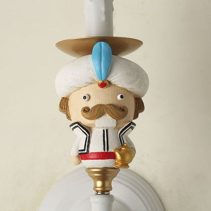 Vivolux | Wandlampe Kaars mit Cartoonfiguren und Kristall Deco Harz 1 Licht Moderne Wandlampe in Weiß für Kinderzimmer