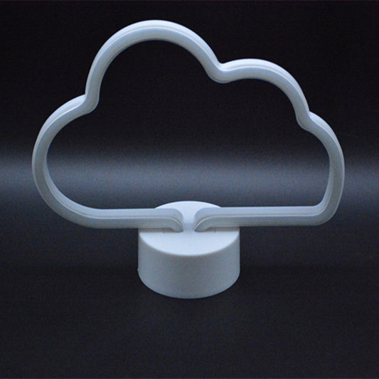 Vivolux | Plastic Wolkenvormige Nacht Tafel Lamp Cartoon Accu Voeding LED Witte Nachtkast Verlichting