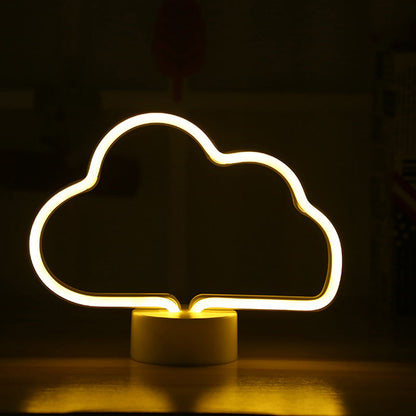 Vivolux | Plastic Wolkenvormige Nacht Tafel Lamp Cartoon Accu Voeding LED Witte Nachtkast Verlichting