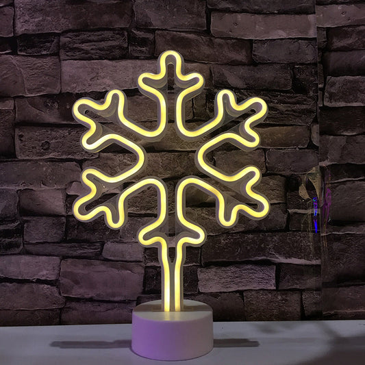 Vivolux | Witte Sneeuwvlok Mini Tafel Verlichting Moderne Stijl Batterij LED Plastic Nachtkastje Lamp