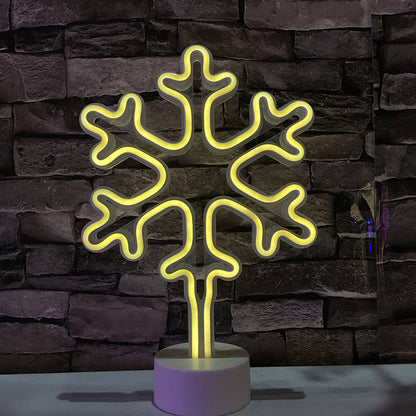 Vivolux | Witte Sneeuwvlok Mini Tafel Verlichting Moderne Stijl Batterij LED Plastic Nachtkastje Lamp