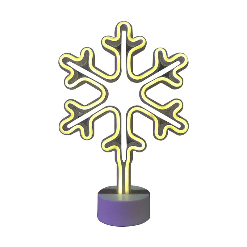 Vivolux | Witte Sneeuwvlok Mini Tafel Verlichting Moderne Stijl Batterij LED Plastic Nachtkastje Lamp