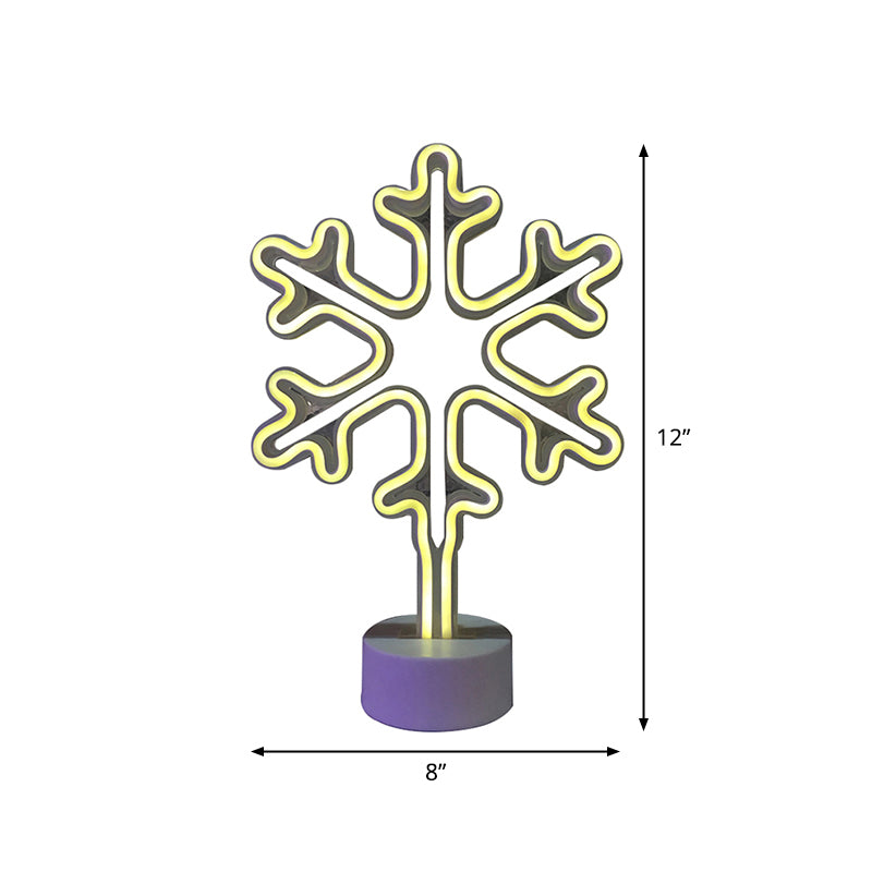 Vivolux | Witte Sneeuwvlok Mini Tafel Verlichting Moderne Stijl Batterij LED Plastic Nachtkastje Lamp