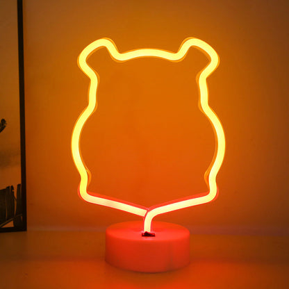 Vivolux | Animal Kids Schlafzimmer Nachttischlampe Kunststoff Batterie LED Kreative Nachttischbeleuchtung in Weiß