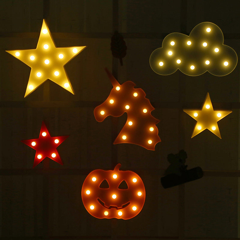 Vivolux | Einfache Pentastar Nachttischlampe Kunststoff LED Schlafzimmer Nachtbeleuchtung mit Durchbruchsdesign