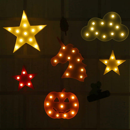 Vivolux | Einfache Pentastar Nachttischlampe Kunststoff LED Schlafzimmer Nachtbeleuchtung mit Durchbruchsdesign