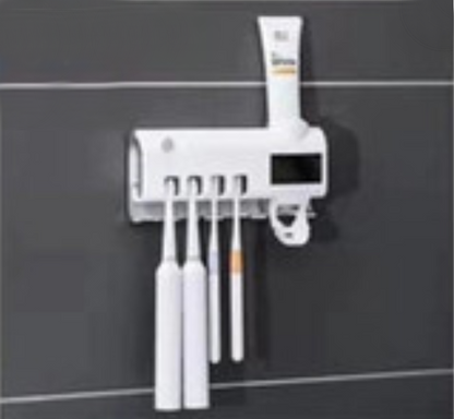 Vivolux | Smart Punch-freie UV Sterilisation Zahnbürstensterilisator / Regal mit automatischer Zahnpasta, solarbetrieben, Lithium-Batteriespeicher, doppelte Sterilisation & automatische Induktion