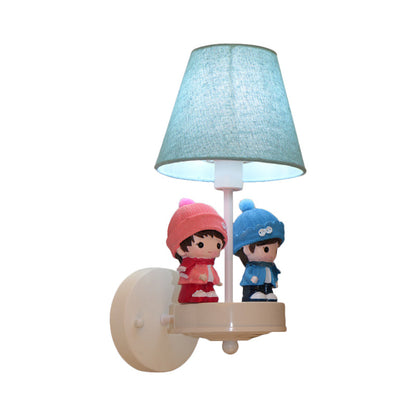 Vivolux | Cartoon Getaperde Schaduw Wandlamp met Kind Deco Stof Eén Licht Blauwe Wandlamp voor Gang