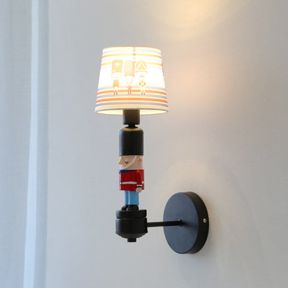 Vivolux | Soldat Schlafzimmer Wandleuchte mit konisch geformtem Schirm Stoff 1 Kopf Amerikanischer Stil Wandlampe