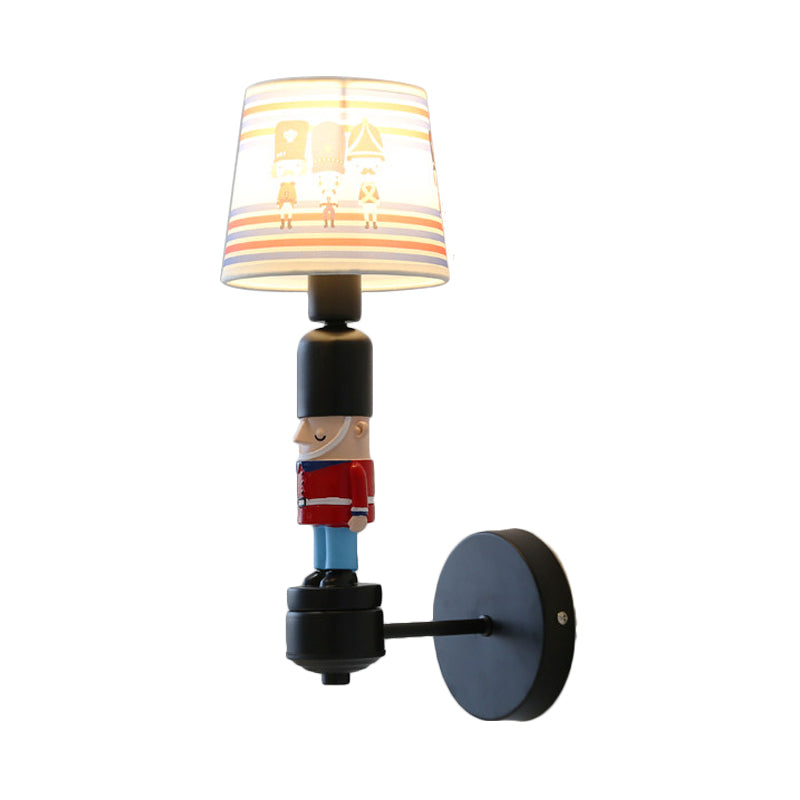 Vivolux | Soldat Schlafzimmer Wandleuchte mit konisch geformtem Schirm Stoff 1 Kopf Amerikanischer Stil Wandlampe