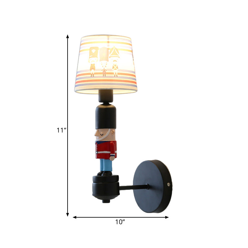 Vivolux | Soldat Schlafzimmer Wandleuchte mit konisch geformtem Schirm Stoff 1 Kopf Amerikanischer Stil Wandlampe