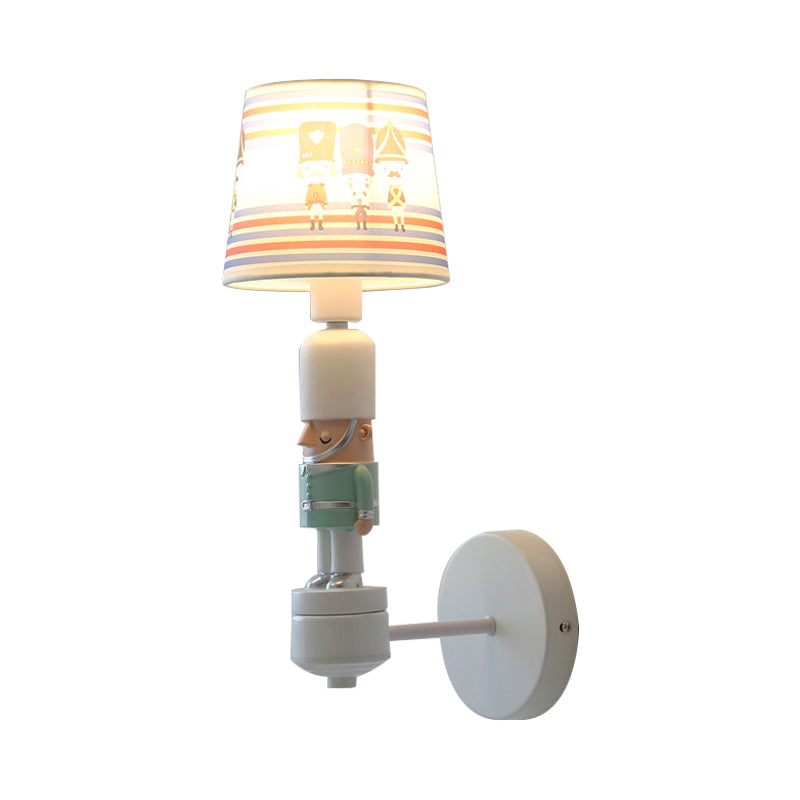 Vivolux | Soldat Schlafzimmer Wandleuchte mit konisch geformtem Schirm Stoff 1 Kopf Amerikanischer Stil Wandlampe