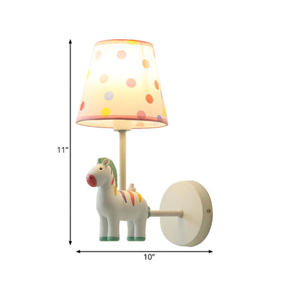 Vivolux | Resin Pferd Wandlampe mit konischer Schirm Mädchen Schlafzimmer Eine Glühbirne Hübsches Kinder Wandleuchte