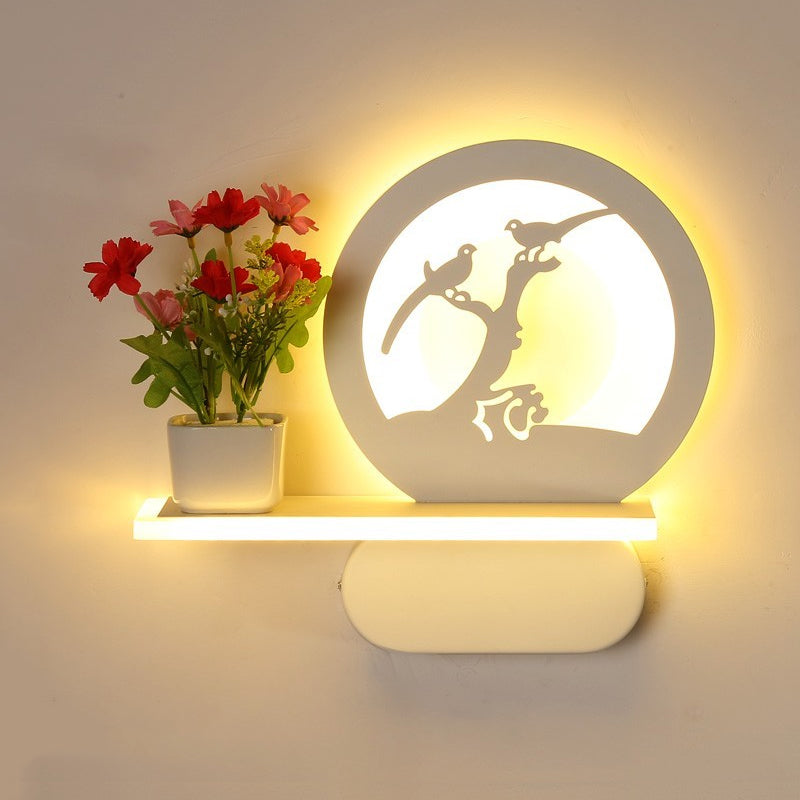 Vivolux | Studiekamer Big O Wandlamp met Plank Acryl Romantisch Witte Afwerking Sconcelicht