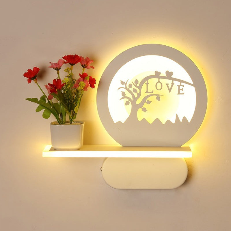 Vivolux | Studiekamer Big O Wandlamp met Plank Acryl Romantisch Witte Afwerking Sconcelicht