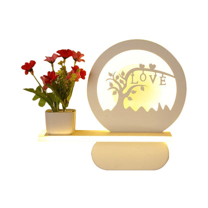Vivolux | Studiekamer Big O Wandlamp met Plank Acryl Romantisch Witte Afwerking Sconcelicht