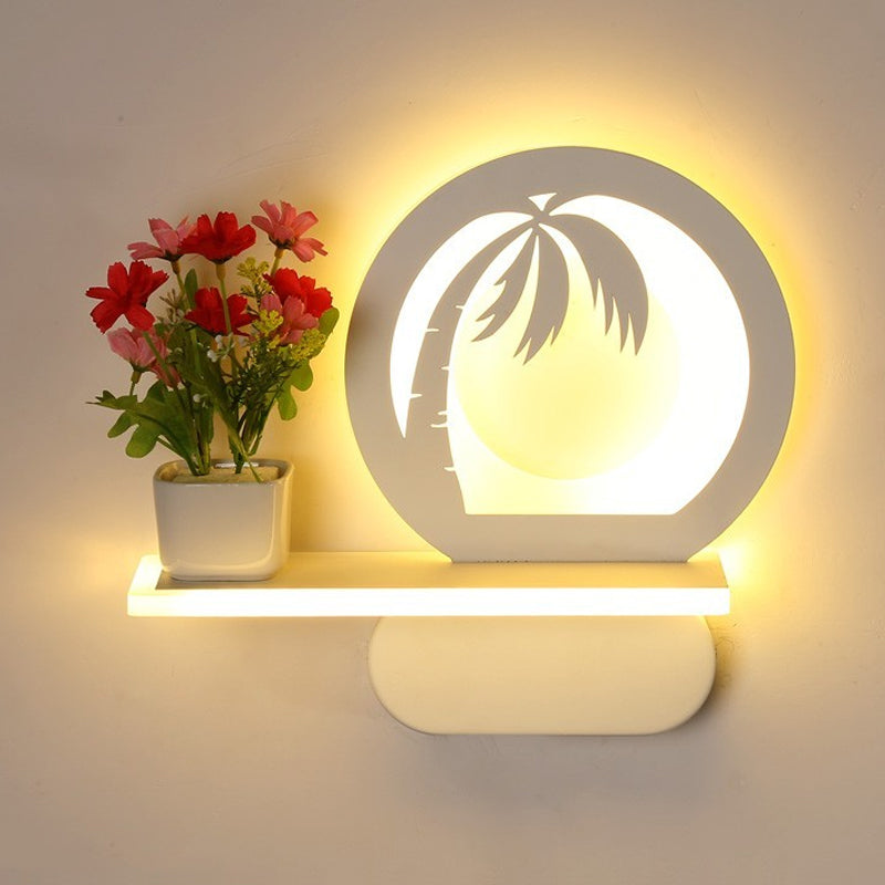 Vivolux | Studiekamer Big O Wandlamp met Plank Acryl Romantisch Witte Afwerking Sconcelicht