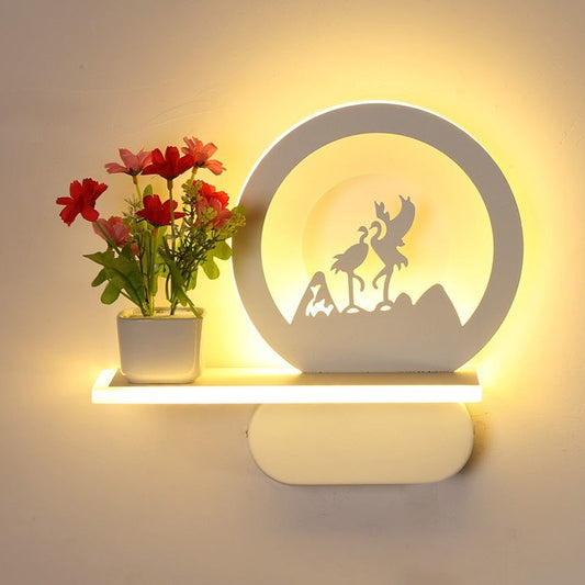 Vivolux | Studiekamer Big O Wandlamp met Plank Acryl Romantisch Witte Afwerking Sconcelicht