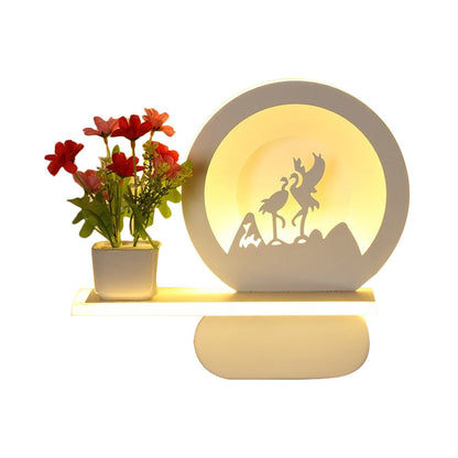 Vivolux | Studiekamer Big O Wandlamp met Plank Acryl Romantisch Witte Afwerking Sconcelicht