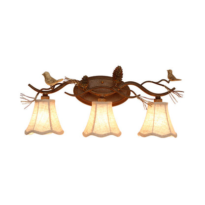 Vivolux | Rust Scalloped Wandverlichting Traditionele Metaal 2/3 Lichten Slaapkamer Wandlamp met Witte Stoffen Schaduw