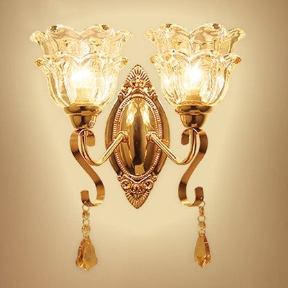 Vivolux | Kromming Wandgemonteerde Lamp Hedendaagse Metallische Gouden Wandlamp met Geometrische Glazen Schaduw