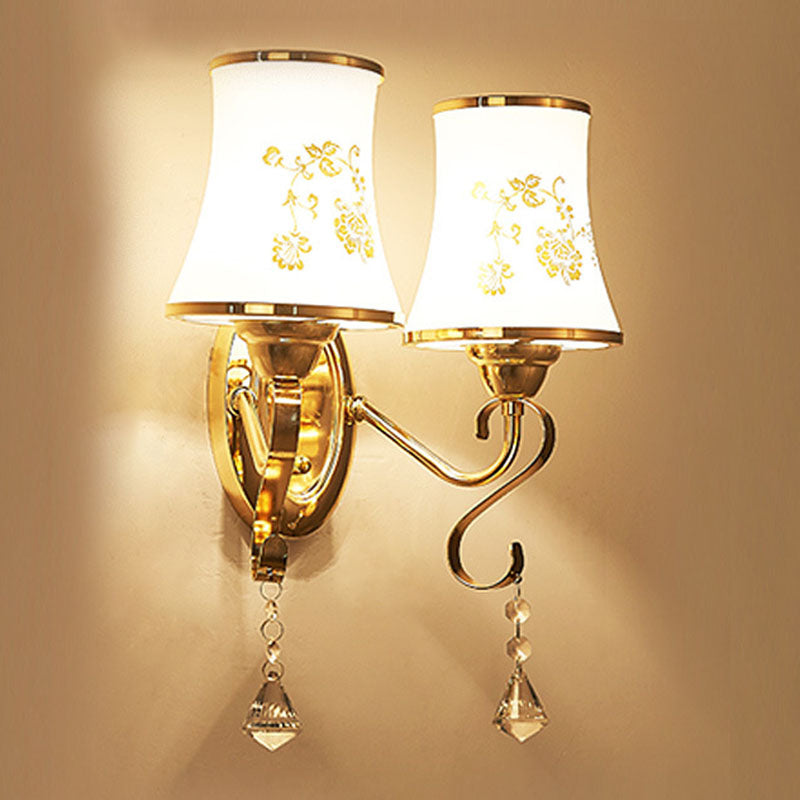 Vivolux | Kromming Wandgemonteerde Lamp Hedendaagse Metallische Gouden Wandlamp met Geometrische Glazen Schaduw