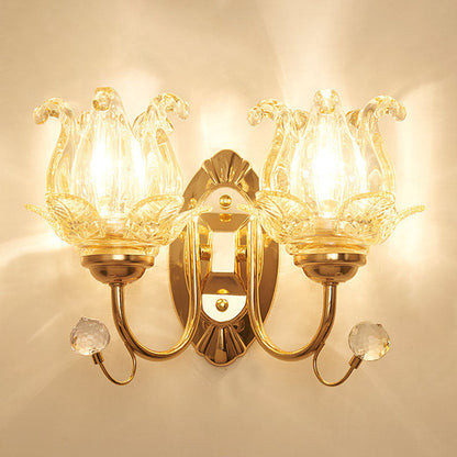 Vivolux | Kromming Wandgemonteerde Lamp Hedendaagse Metallische Gouden Wandlamp met Geometrische Glazen Schaduw