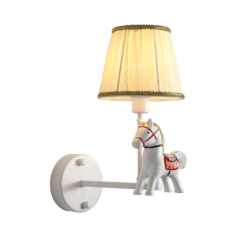 Vivolux | Single-Bulb Schlafzimmer Wandlicht Leuchte Cartoon Weiß Wandmontage Licht mit konischer Stoffschirme