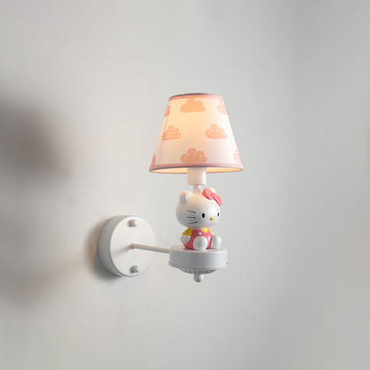 Vivolux | Single-Bulb Schlafzimmer Wandlicht Leuchte Cartoon Weiß Wandmontage Licht mit konischer Stoffschirme