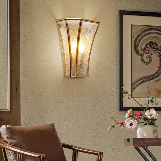 Vivolux | Trumpet Wandleuchte Traditioneller Texturiertes Glas 1 Kopf Gold Wandlampe Leuchte für Wohnzimmer