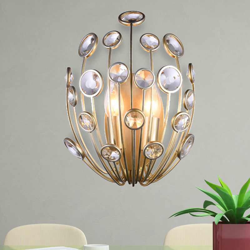 Vivolux | 3 Lichter Pfau Wandmontage Licht Traditionelle Gold Metall und Kristall Wandlampe Licht