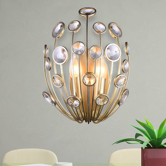 Vivolux | 3 Lichter Pfau Wandmontage Licht Traditionelle Gold Metall und Kristall Wandlampe Licht