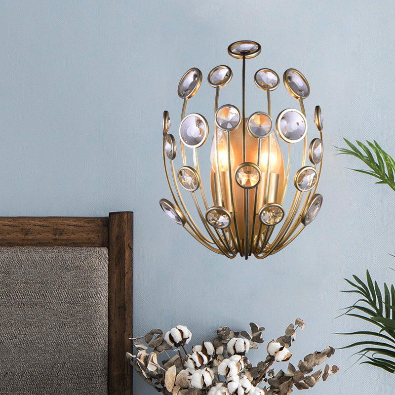Vivolux | 3 Lichter Pfau Wandmontage Licht Traditionelle Gold Metall und Kristall Wandlampe Licht