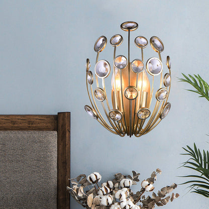 Vivolux | 3 Lichter Pfau Wandmontage Licht Traditionelle Gold Metall und Kristall Wandlampe Licht