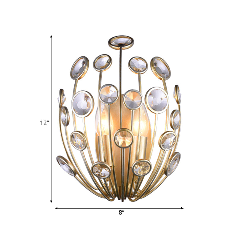Vivolux | 3 Lichter Pfau Wandmontage Licht Traditionelle Gold Metall und Kristall Wandlampe Licht