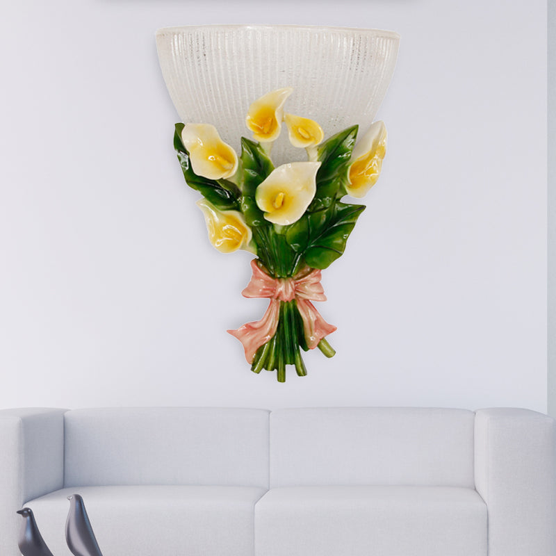 Vivolux | Prismatische Glazen Koepel Wandlamp Traditioneel 1 Lichts Woonkamer Wandlamp met Groene Boeket Decoratie