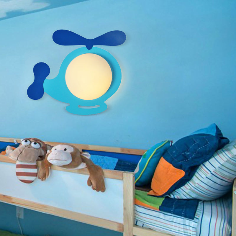 Vivolux | Baby Kid Schlafzimmer Hubschrauber Wandlampe Holz Cartoon Stil LED Wandleuchte