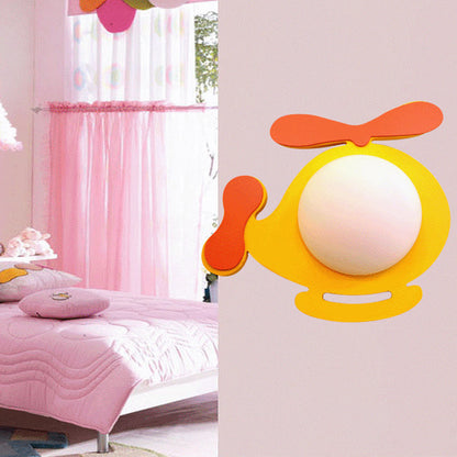 Vivolux | Baby Kid Schlafzimmer Hubschrauber Wandlampe Holz Cartoon Stil LED Wandleuchte