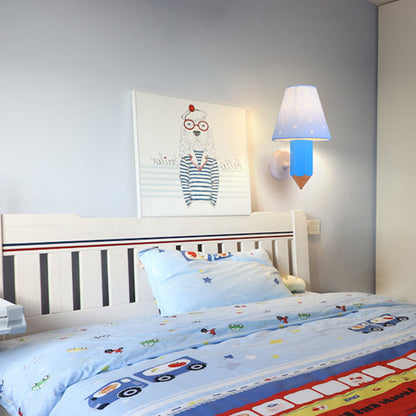 Vivolux | Bleistift Kinderzimmer Wandlicht mit konischer Schirm Harz 1 Kopf Moderne Wandleuchte in Blau
